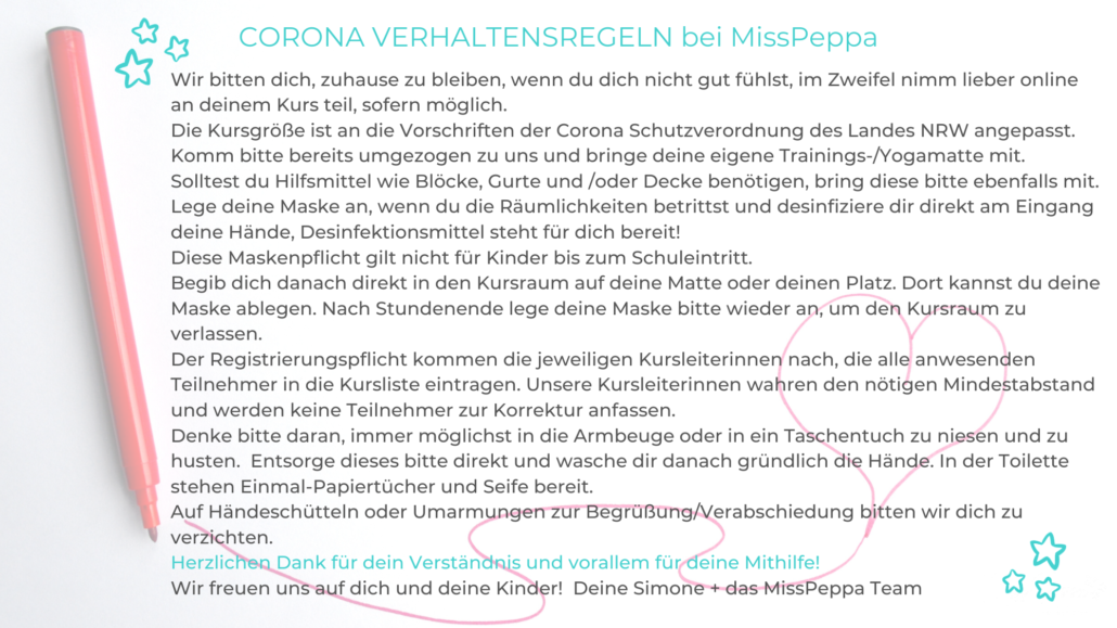 Website Corona Hinweis